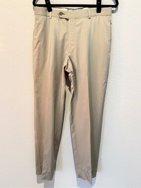 Reserve Custom Pants Men 33x30 Tan Beige Reda Maior Super 150s Wool Italy Luxury